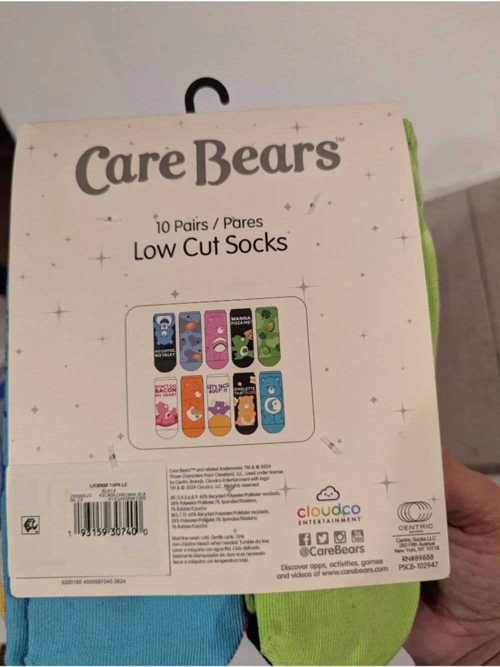 Care Bears Low Cut Socks Shoe Size 4-10 Set of 10 Pair